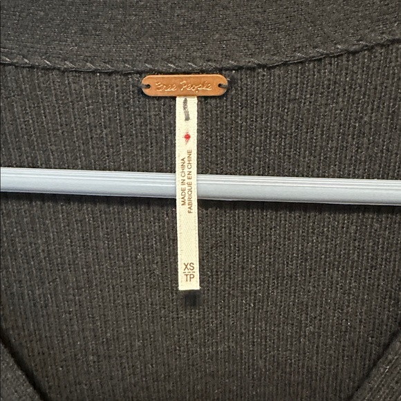 Free People Black Long Sleeve Ribbed Knit Button Up Cardigan Sweater or Dress - Picture 3 of 5